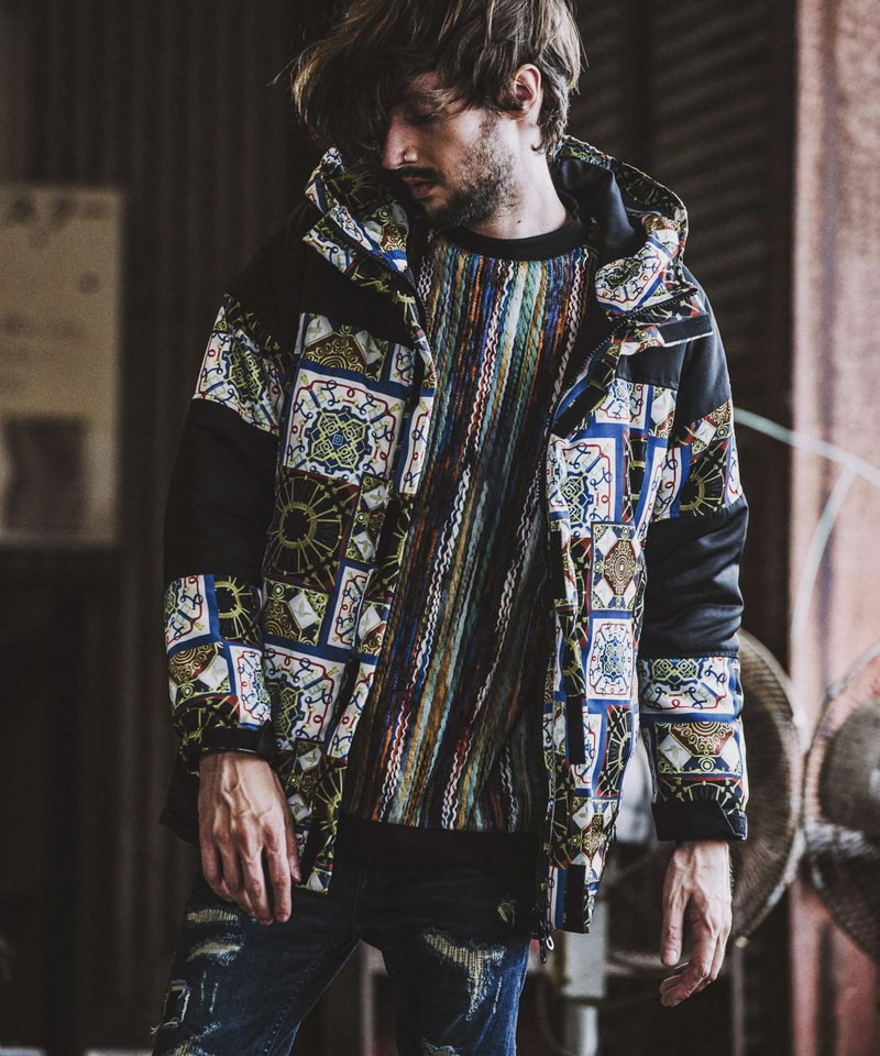 総柄切替中綿フーデッドBLZ