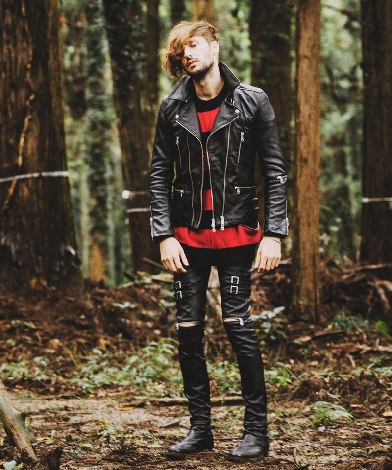 Coated stretch 2-way riders jacket