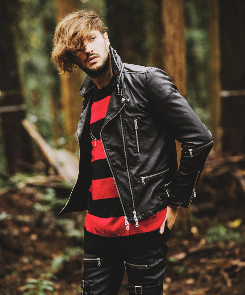 Coated stretch 2-way riders jacket