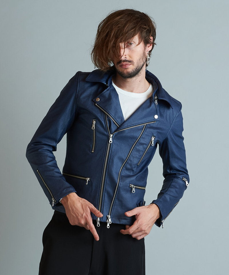 Coated stretch 2-way riders jacket