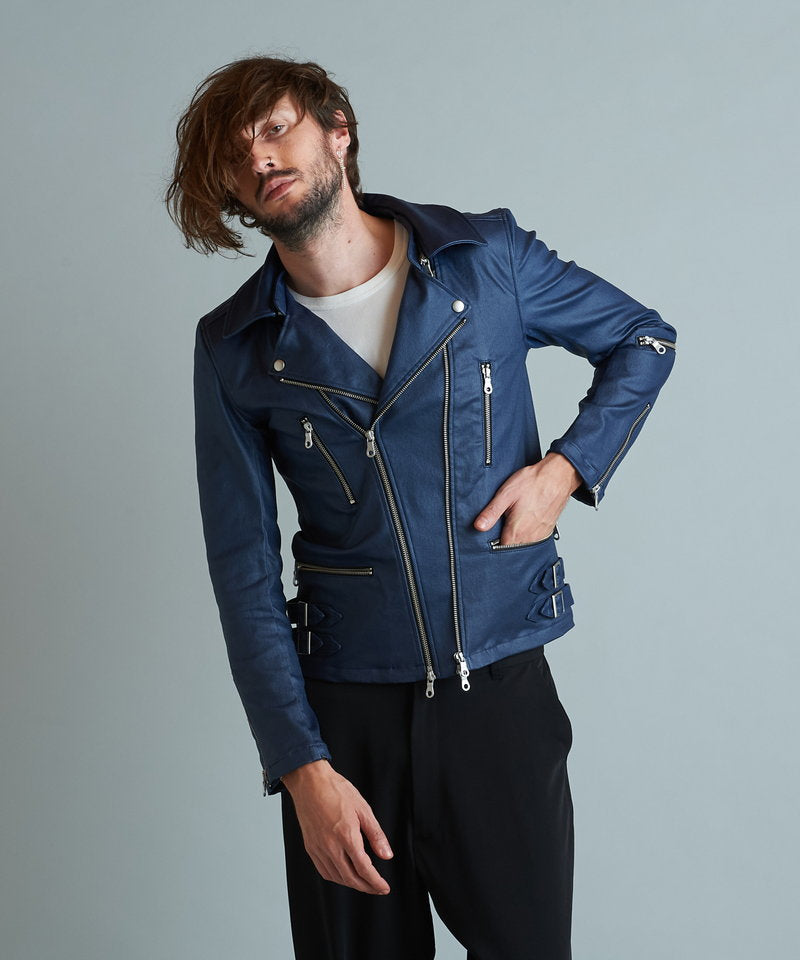 Coated stretch 2-way riders jacket