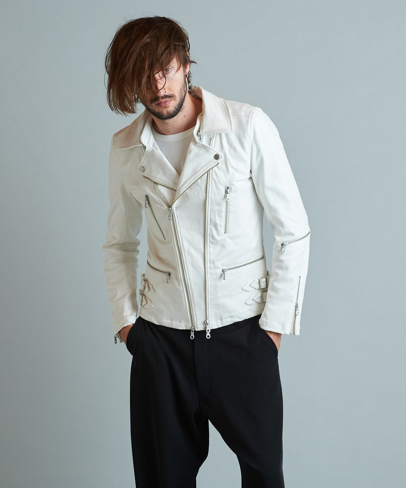 Coated stretch 2-way riders jacket