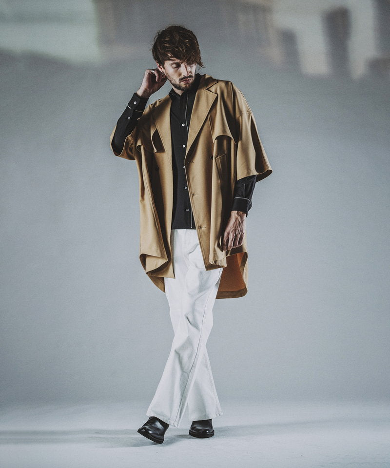 Dolman half sleeve trench poncho
