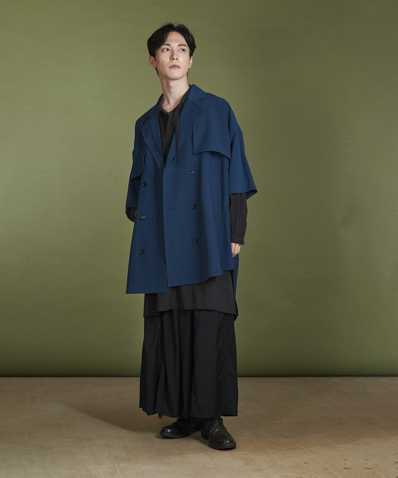 Dolman half sleeve trench poncho