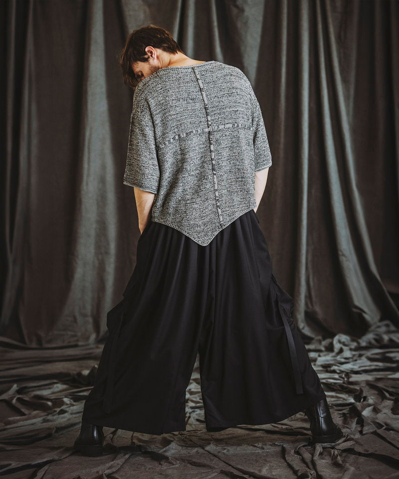 Asymmetrical layered sheer knit PO
