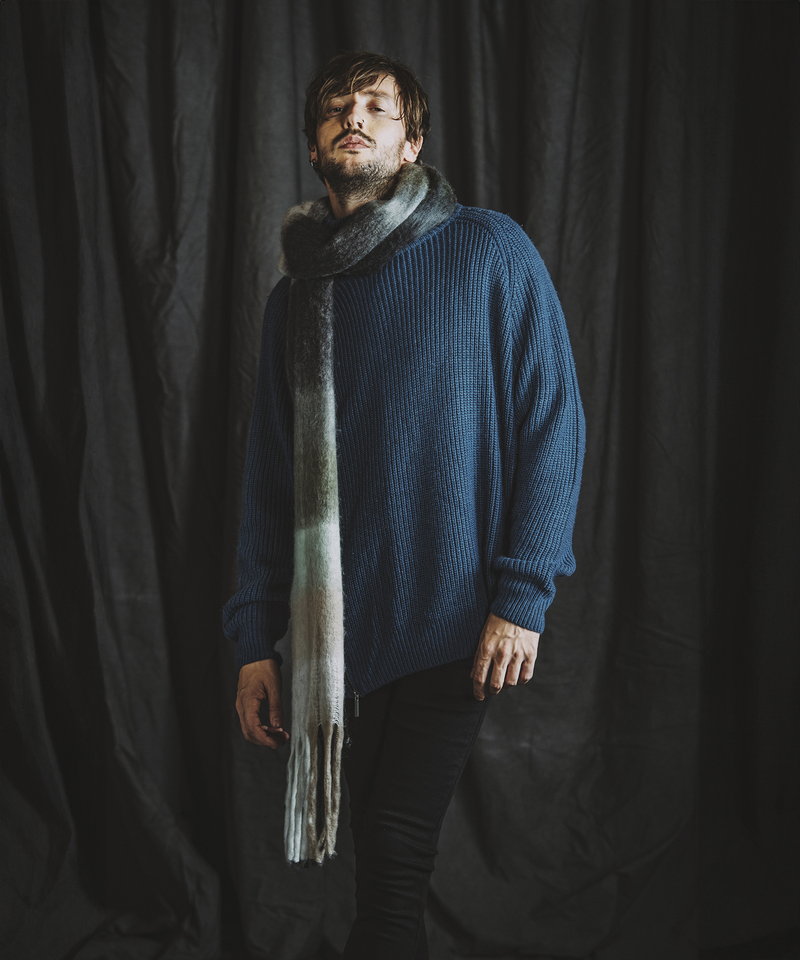 Multi-colored mohair touch stole
