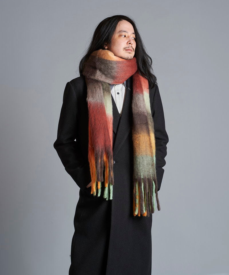 Multi-colored mohair touch stole