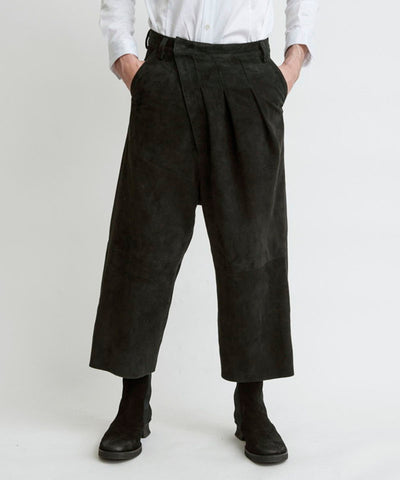 Goat suede wrap baggy trousers