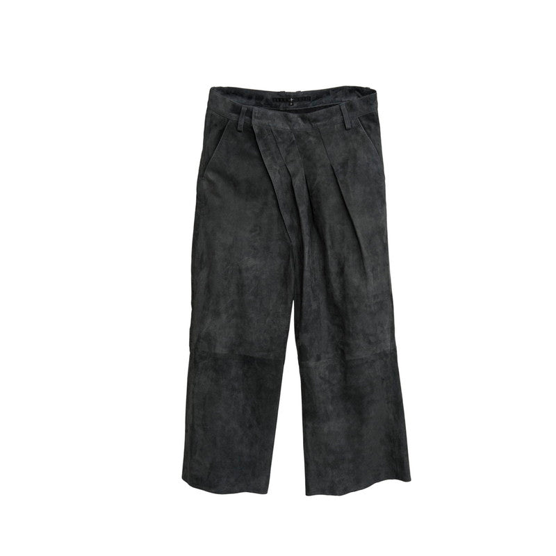 Goat suede wrap baggy trousers