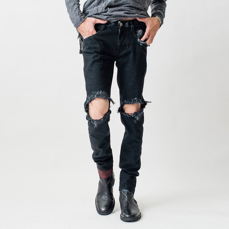 NO ID.BLACK×RESURRECTION Stretch denim destroyed skinny pants