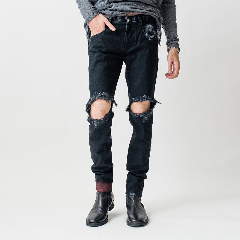 NO ID.BLACK×RESURRECTION Stretch denim destroyed skinny pants