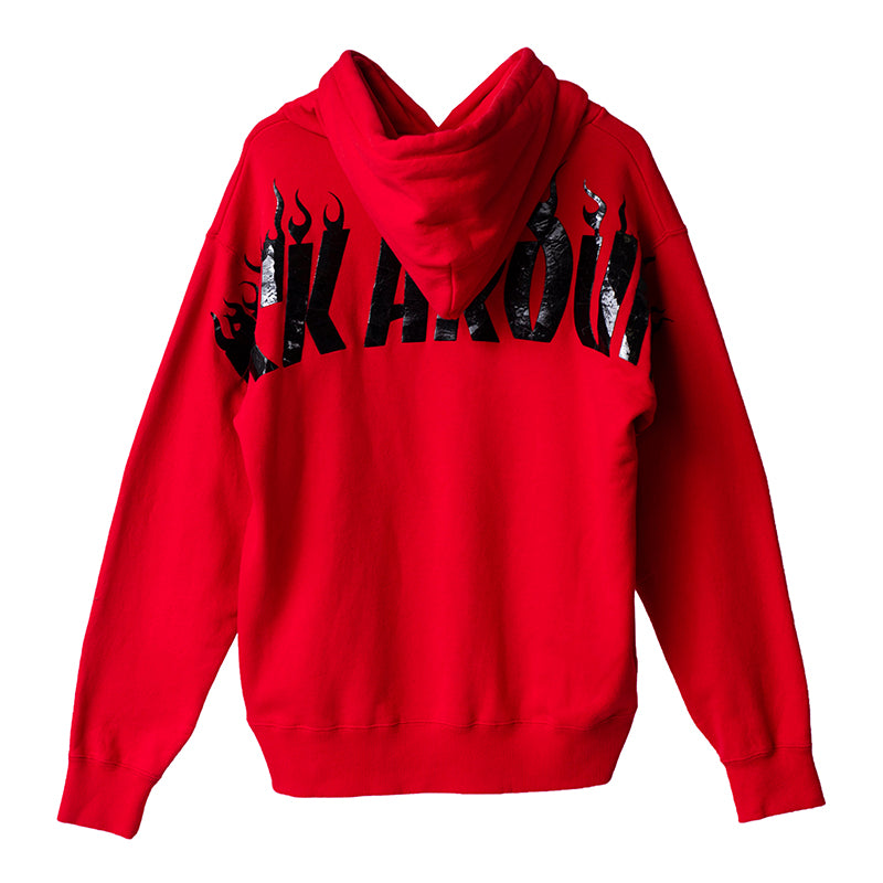 クラックメタリックプリントプルオーバーパーカ