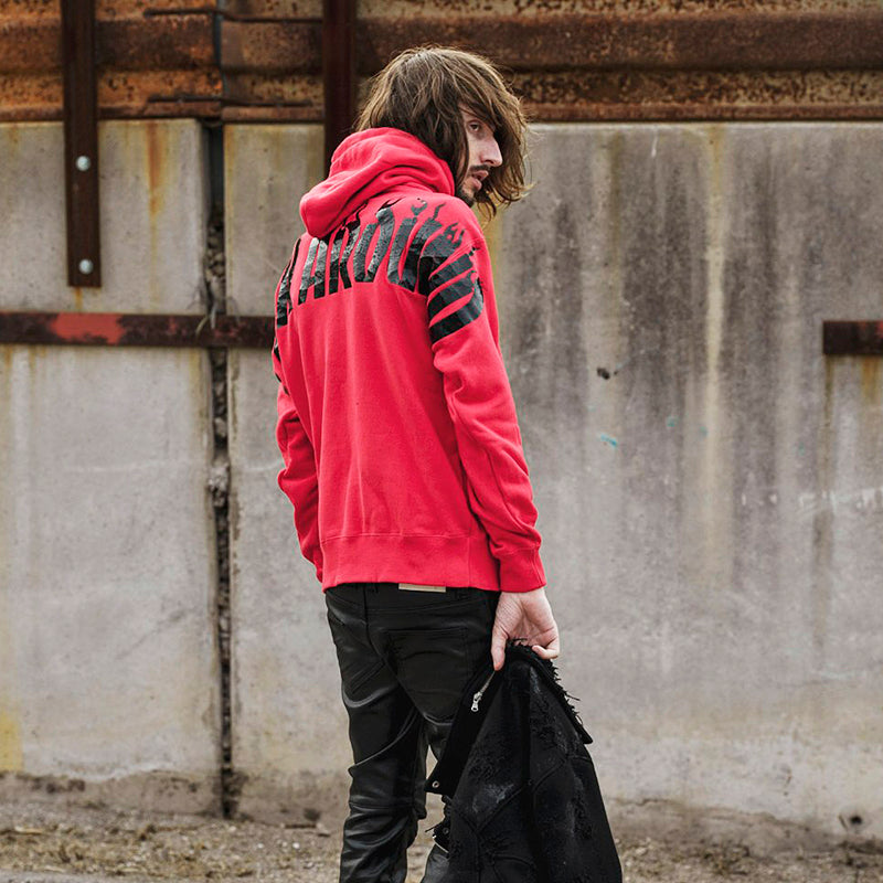 クラックメタリックプリントプルオーバーパーカ