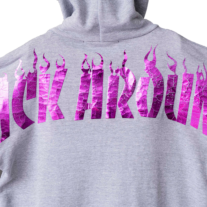 クラックメタリックプリントプルオーバーパーカ