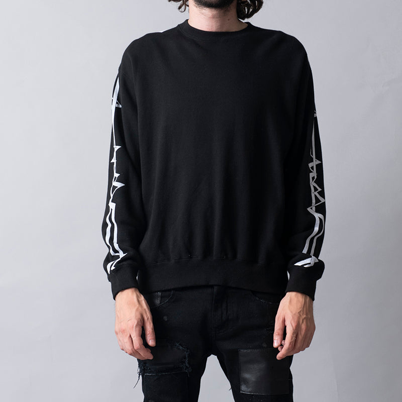 裏毛サンダーラインプリントC/Nプルオーバー