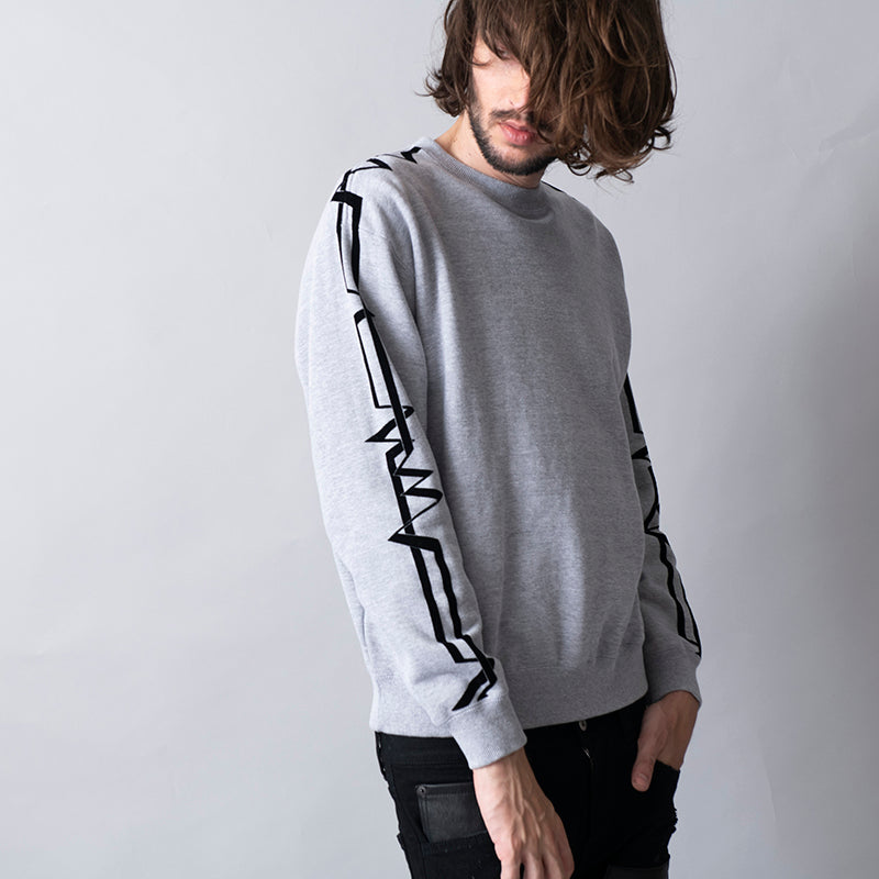 裏毛サンダーラインプリントC/Nプルオーバー