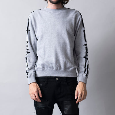 裏毛サンダーラインプリントC/Nプルオーバー