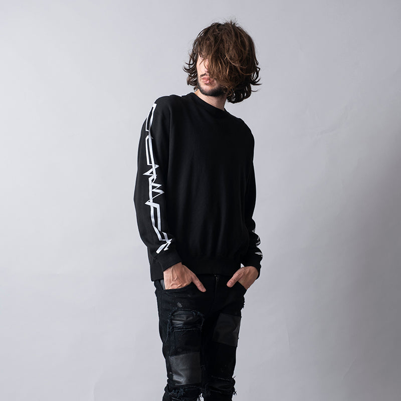 裏毛サンダーラインプリントC/Nプルオーバー