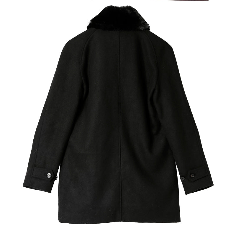 フェイクファーショールカラーウールダブルコート