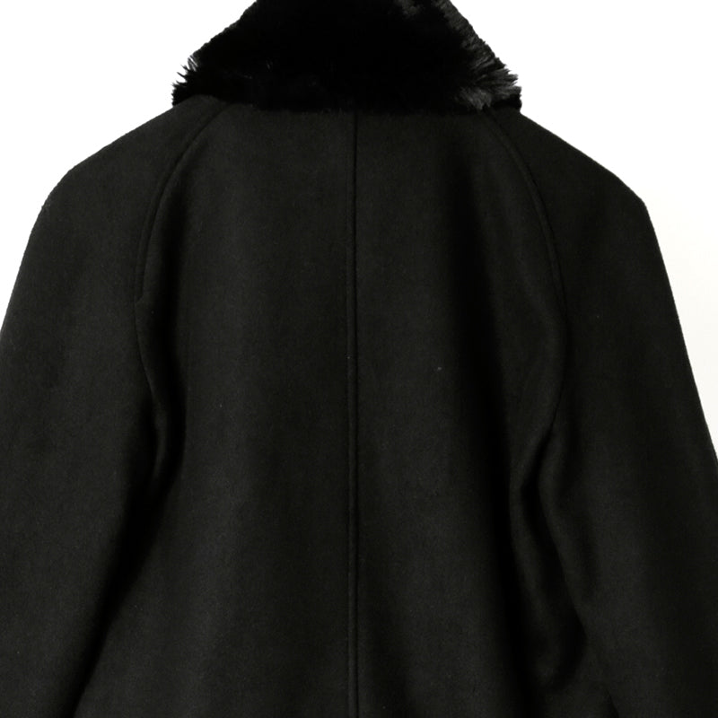 フェイクファーショールカラーウールダブルコート