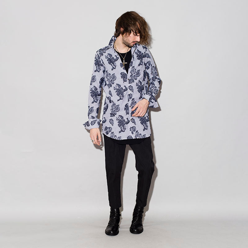 フリンジJQストライプロングシャツ