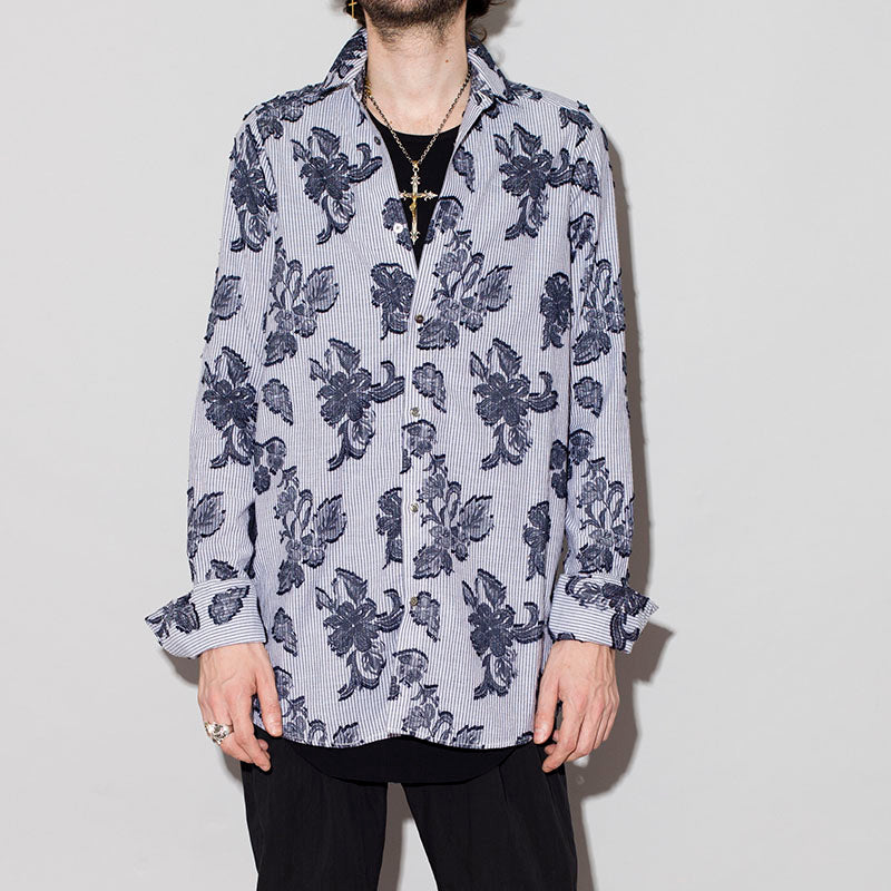 フリンジJQストライプロングシャツ