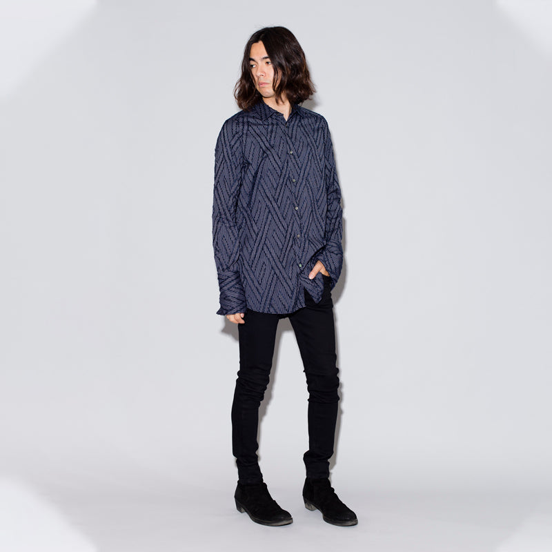 フリンジJQストライプロングシャツ