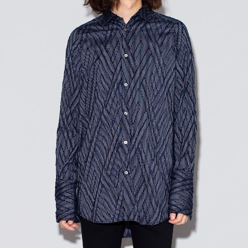 フリンジJQストライプロングシャツ