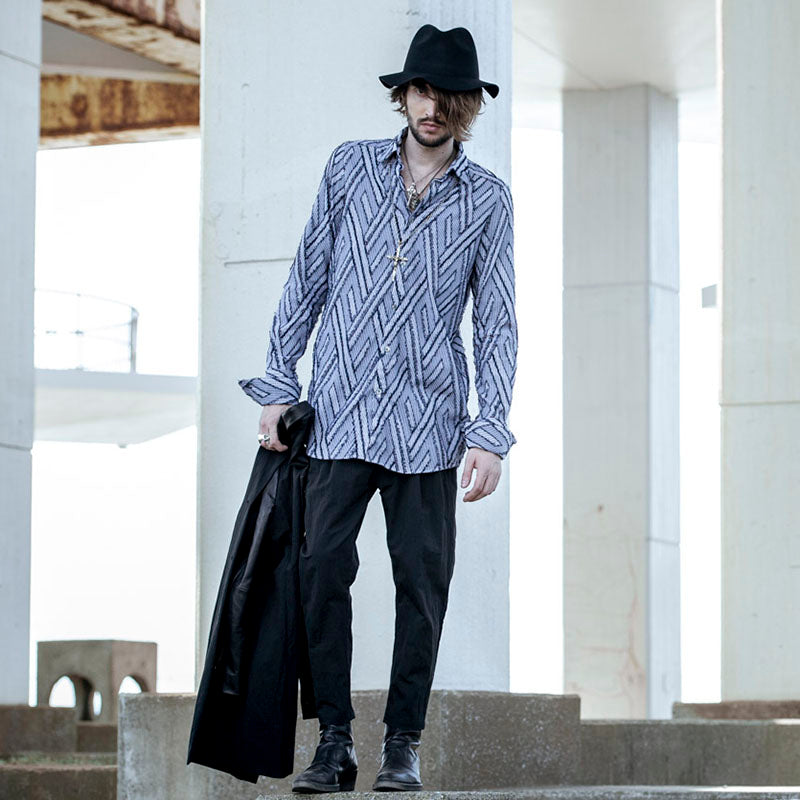 フリンジJQストライプロングシャツ