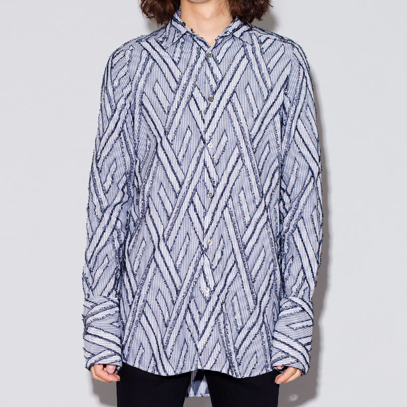 フリンジJQストライプロングシャツ