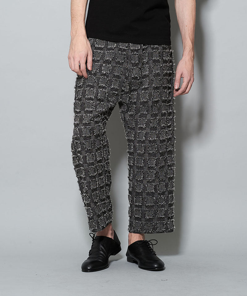 Fringe Check Sarouel Baggy Trousers