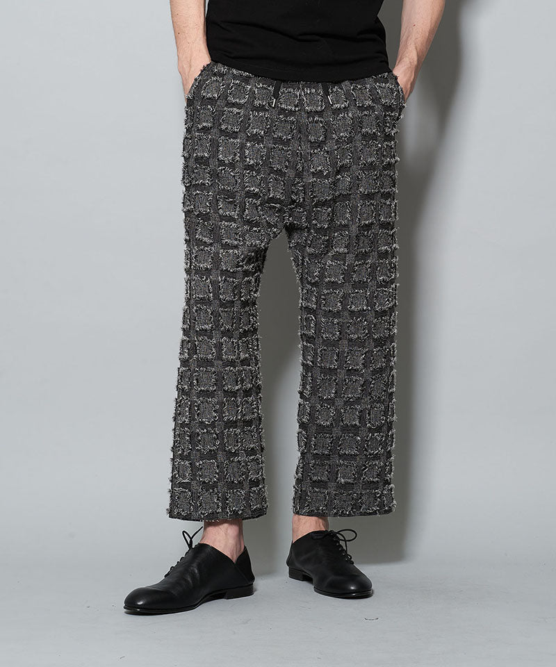 Fringe Check Sarouel Baggy Trousers