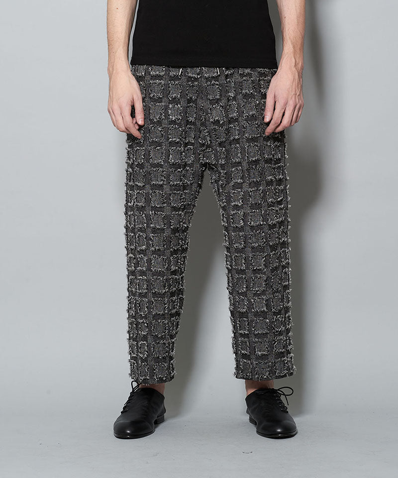 Fringe Check Sarouel Baggy Trousers