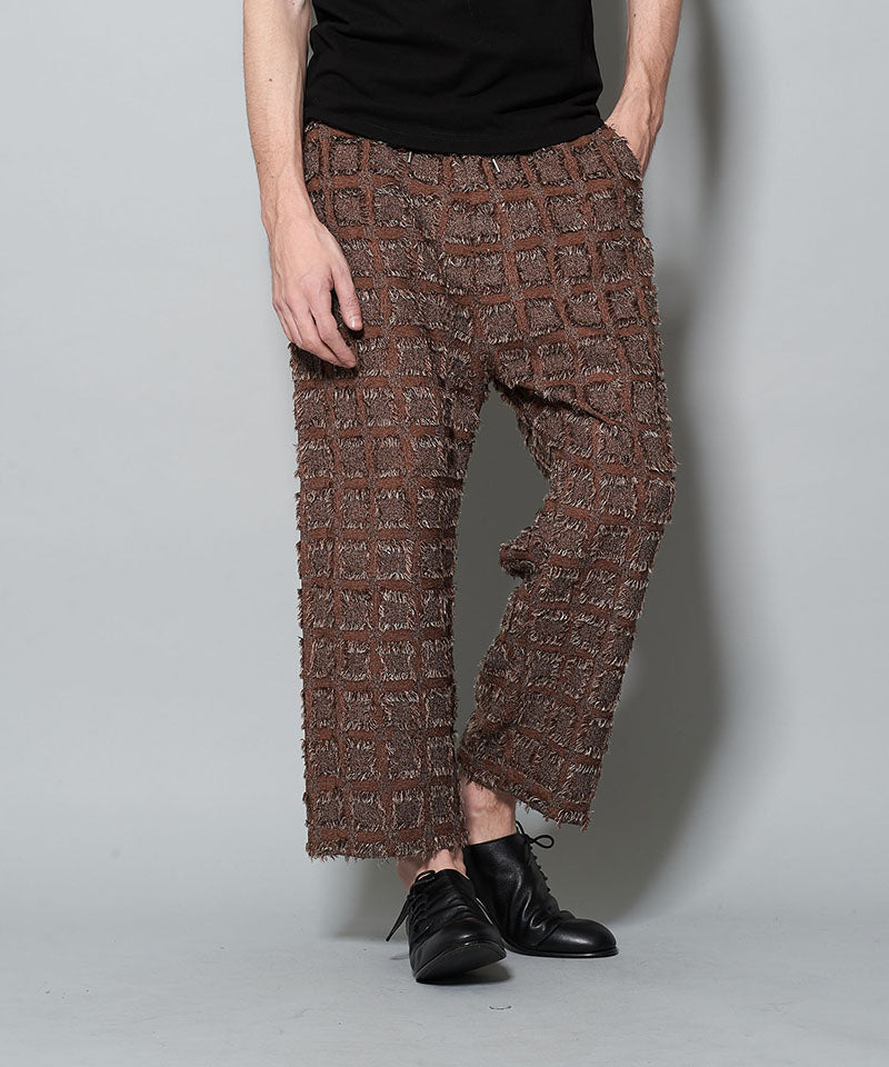 Fringe Check Sarouel Baggy Trousers