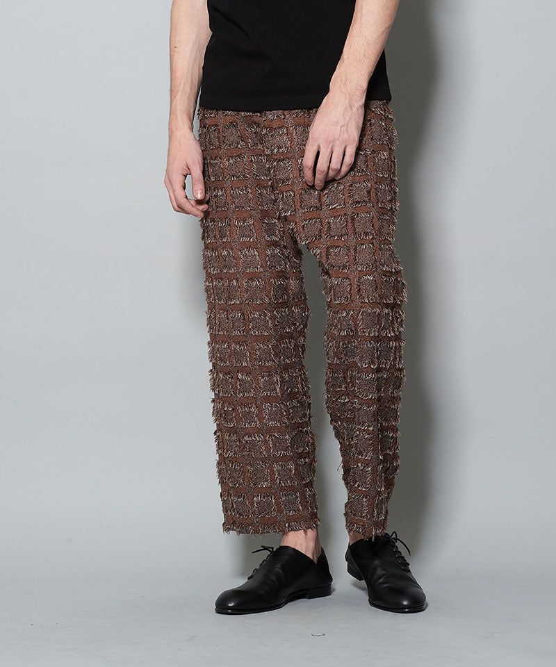 Fringe Check Sarouel Baggy Trousers