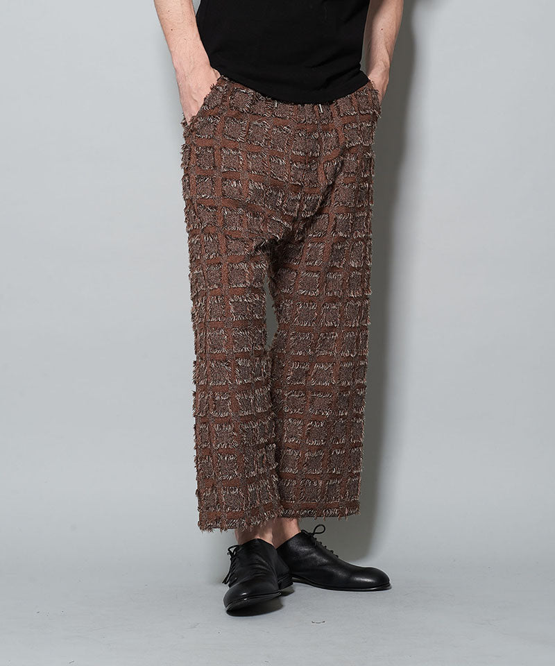 Fringe Check Sarouel Baggy Trousers