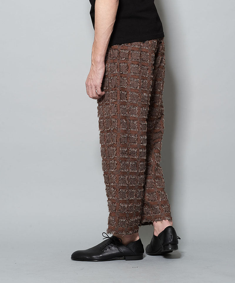 Fringe Check Sarouel Baggy Trousers