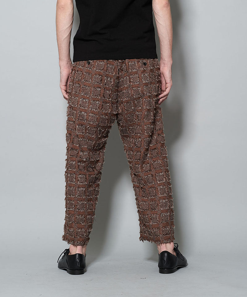 Fringe Check Sarouel Baggy Trousers