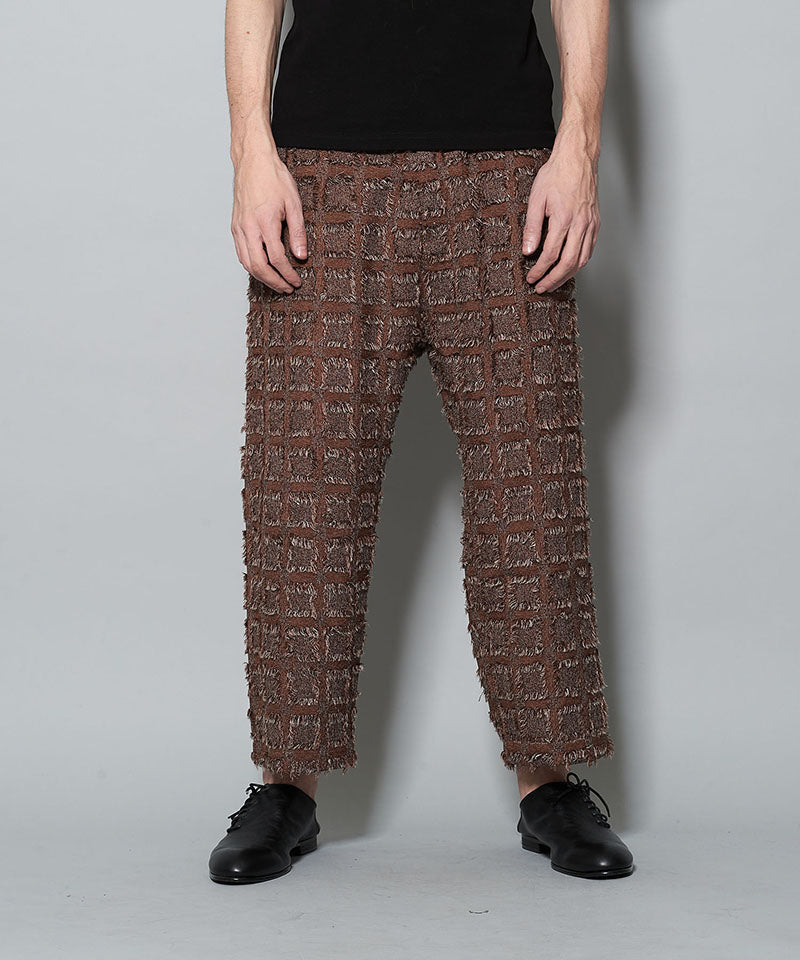 Fringe Check Sarouel Baggy Trousers