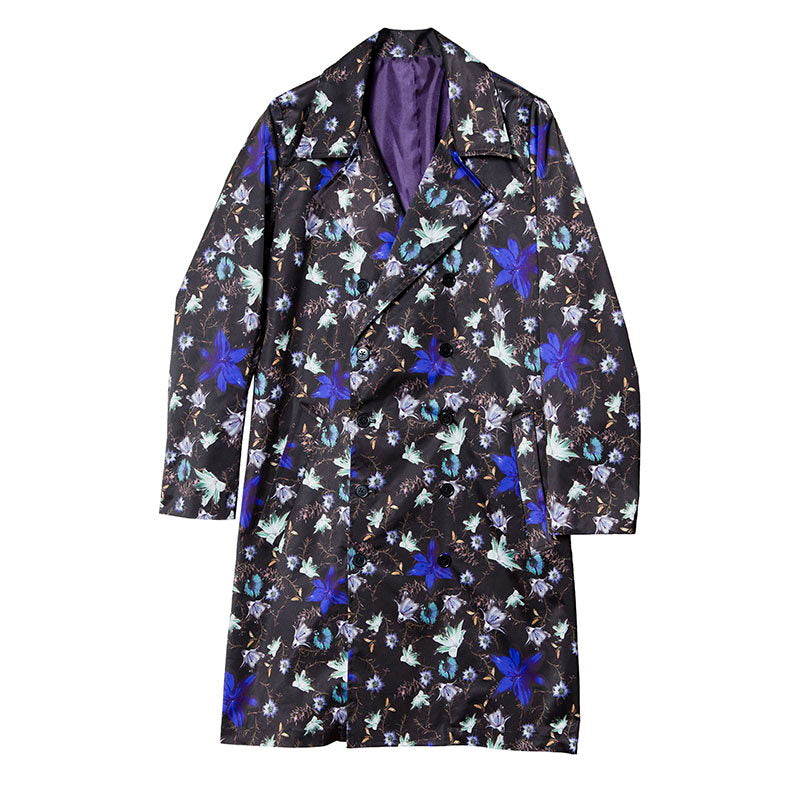 Flower print trench coat