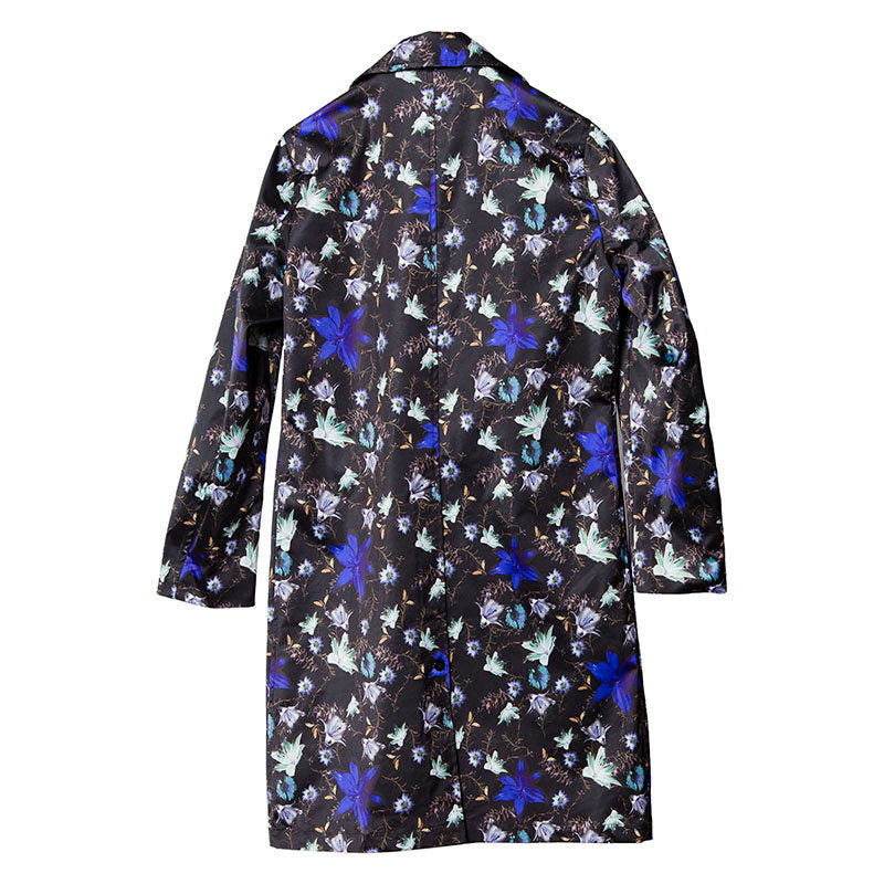 Flower print trench coat