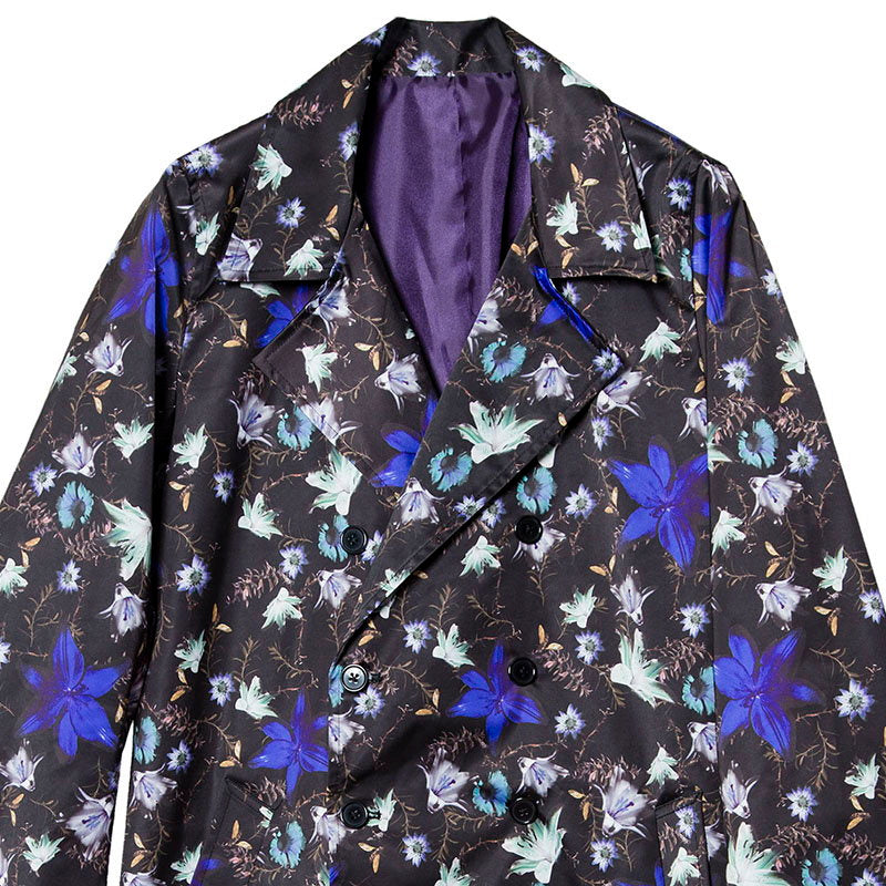 Flower print trench coat
