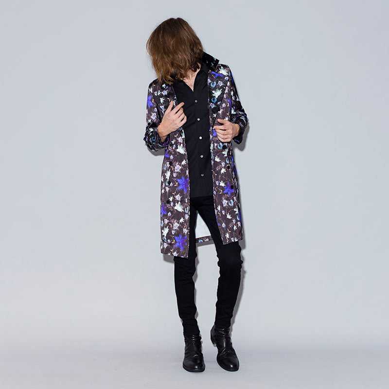 Flower print trench coat