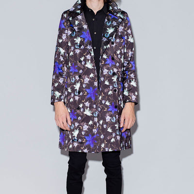 Flower print trench coat