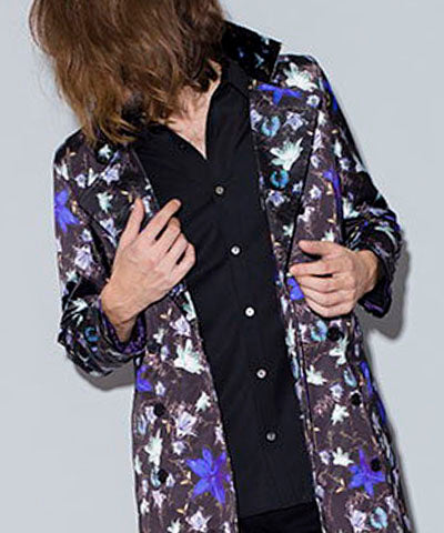 Flower print trench coat