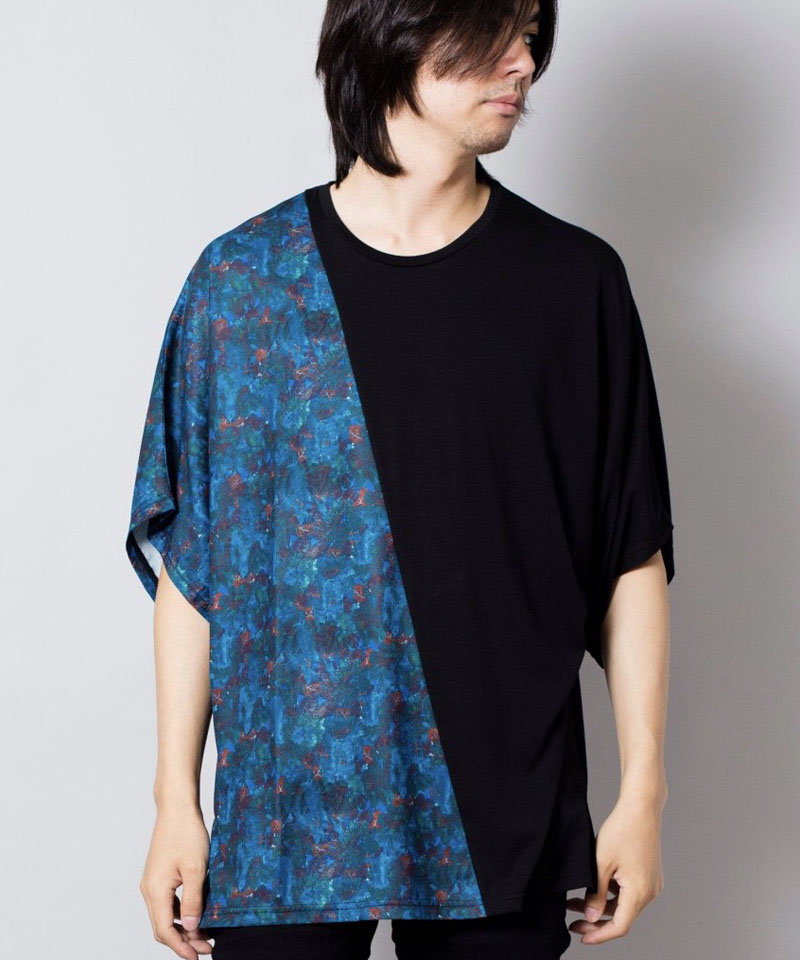 Flower Pattern Switching Loose T-Shirt