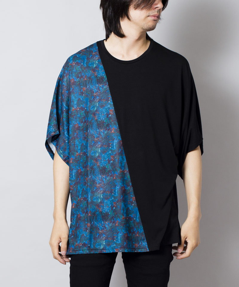 Flower Pattern Switching Loose T-Shirt