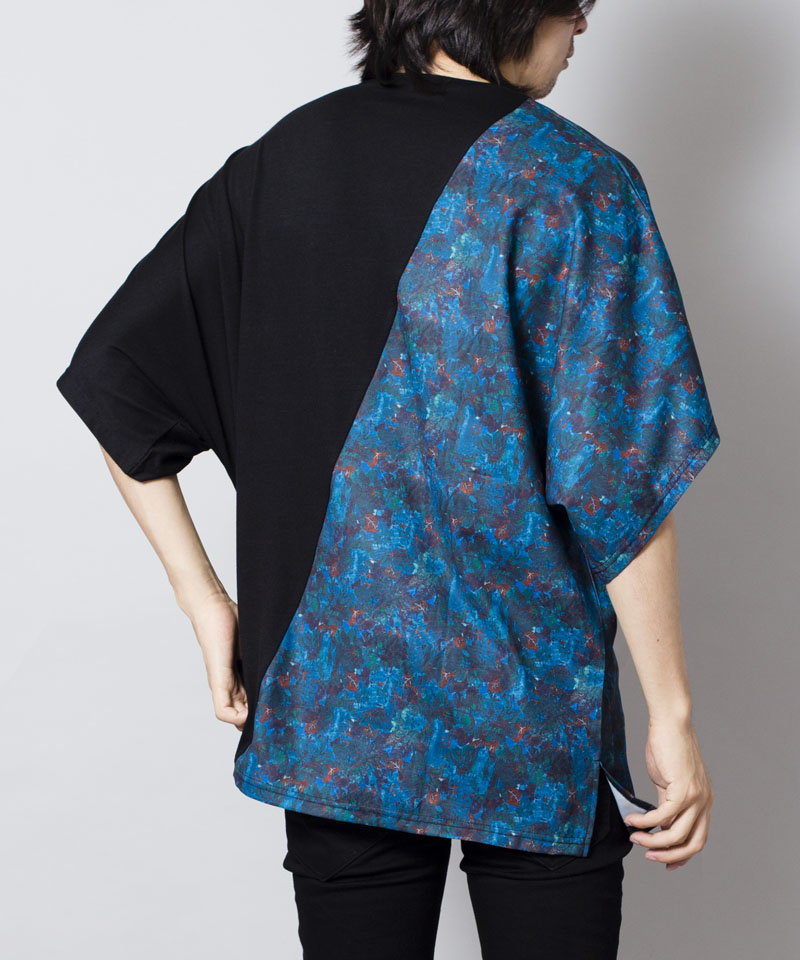 Flower Pattern Switching Loose T-Shirt