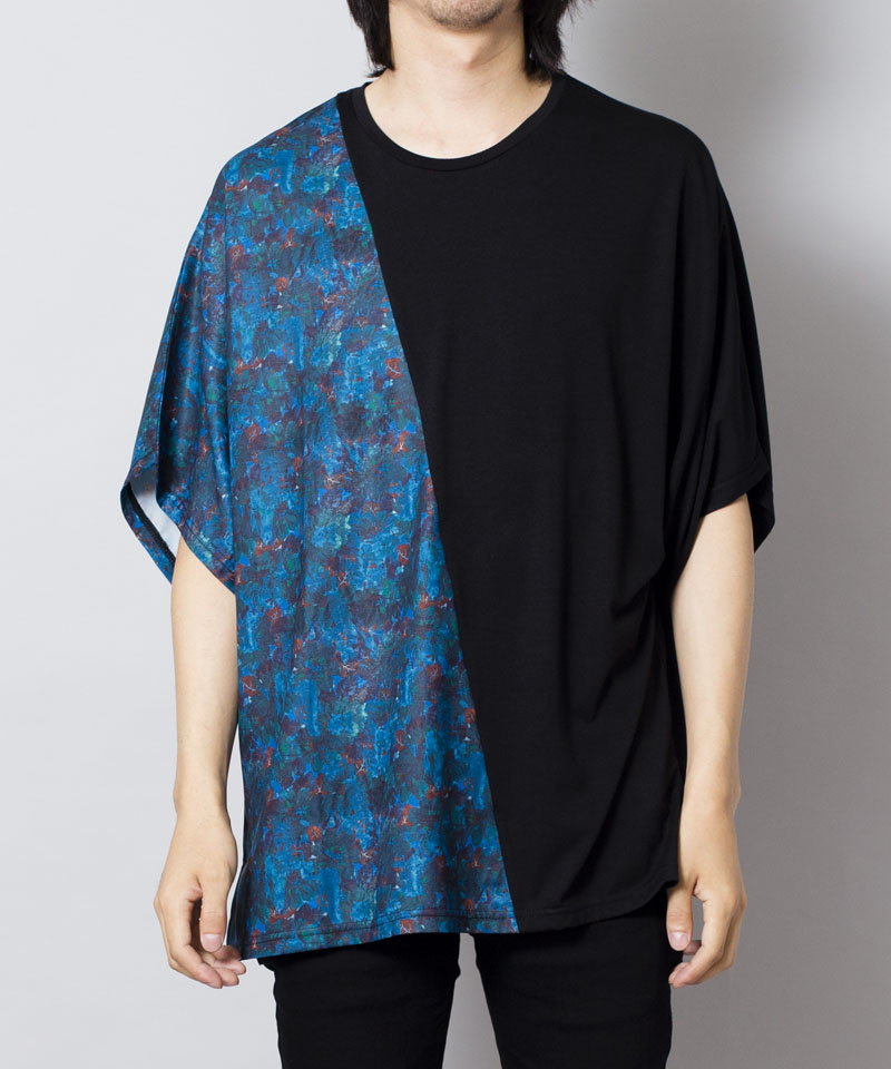 Flower Pattern Switching Loose T-Shirt