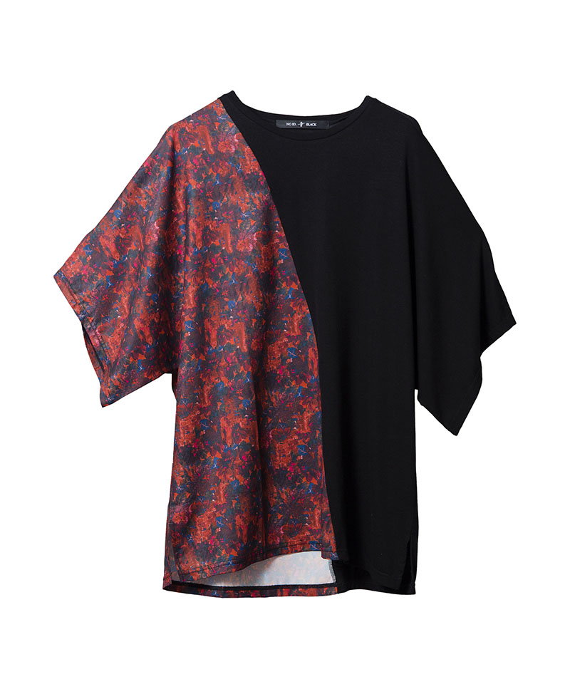 Flower Pattern Switching Loose T-Shirt